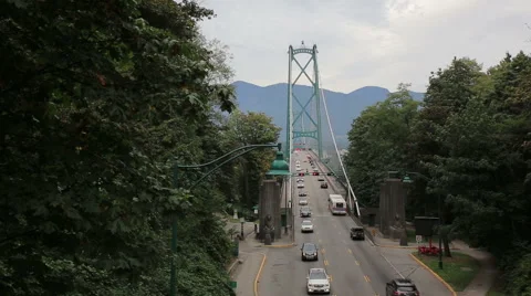 Traffic on the Lions Gate Bridge in Vancouver Stock Footage 41106895