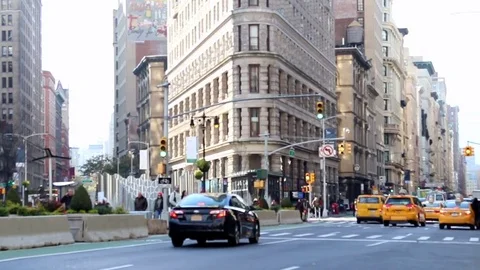 Traffic at Madison Square New York Stock Footage 83370897