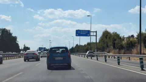 Traffic on Madrid M-11 approaching A-1 Burgos service road exit Vídeos de archivo 339026457