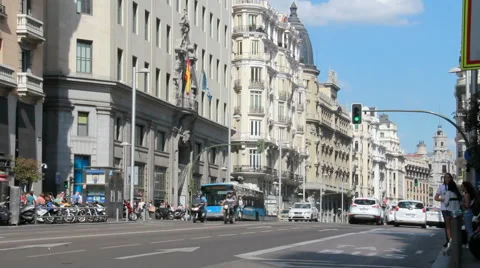 Traffic in Madrid, Spain Stock Footage 63908629