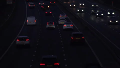 Traffic on managed motorway evening light  England UK 4K Stock Footage 316986857