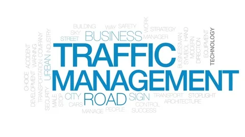 Traffic management animated word cloud, text design animation. Kinetic Stock Footage 74939372