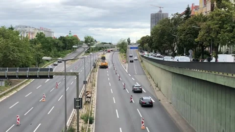 Traffic Management Construction A100 Motorway Closure Berlin Steglitz, 8-23-2026 Stock Footage 343293550