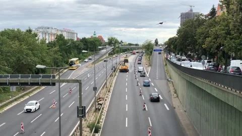 Traffic Management Construction A100 Motorway Closure Berlin Steglitz, 8-23-2026 Stock Footage 343293587