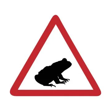 Traffic mark caution frog on white bakground. Stock Illustration