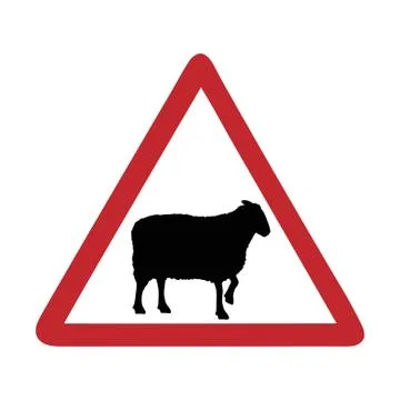 Traffic mark caution sheep on white bakground. Stock Illustration