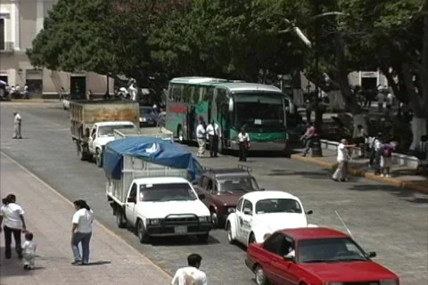 Traffic Merida plaza Stock Footage 467737