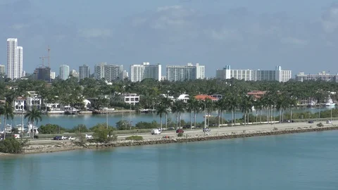 Traffic into Miami Beach Stock Footage 102234639