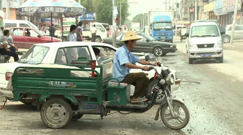Traffic in migrant worker area, Daxing Stock Footage 58606434