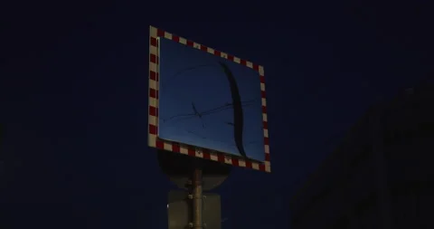 Traffic mirror close up at night Video stock 161791343
