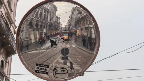 Traffic mirror time lapse Stock Footage 72460582