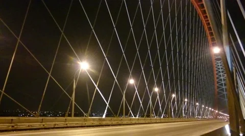 Traffic on modern highway through new Bugrinsky bridge Stock Footage 48785907