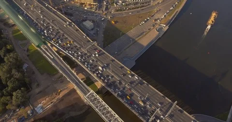Traffic on the Moscow ring road Stock Footage 104715138