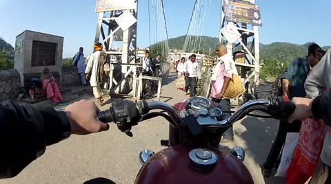 Traffic on a motorcycle across the bridge Video stock 24720776