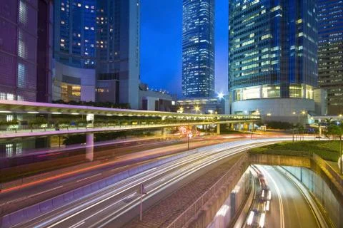 Traffic on the move at night Stock Photos