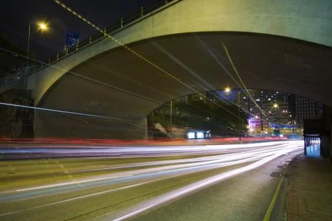 Traffic on the move at night Stock Photos