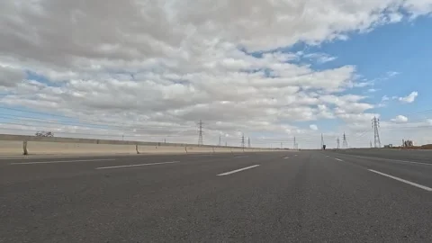 Traffic Movement Across Cairo Ain Sokhna Desert Road Continuous Vehicle Flow Stock-Footage 330028117