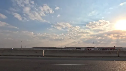 Traffic Movement Along Cairo Ain Sokhna Desert Corridor Connecting Cairo Coast Stock Footage 330002522