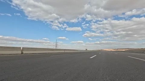 Traffic Movement Along Cairo Ain Sokhna Desert Corridor Connecting Cairo Coast Stock Footage 330030670