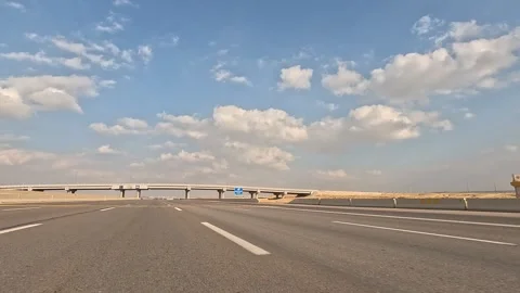 Traffic Movement Through Cairo Ain Sokhna Desert Highway Toward Red Sea Coast 動画素材 329964923