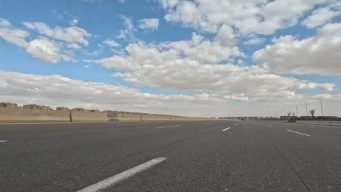Traffic Movement Through Cairo Ain Sokhna Desert Road Toward Coastal Area Stock Footage 330028493