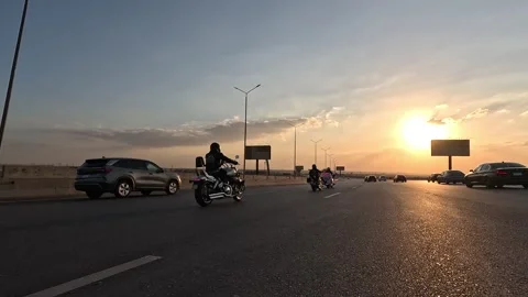Traffic Movement Through Eastern Desert Road From Cairo Toward Ain Sokhna Video stock 330033869
