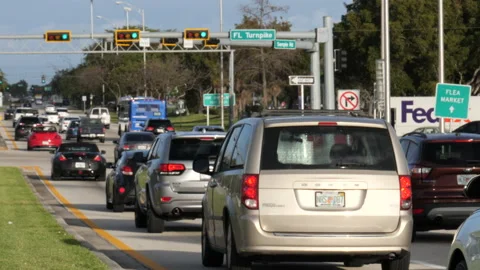 Traffic Moves Forward at Green Light Stock Footage 171192226