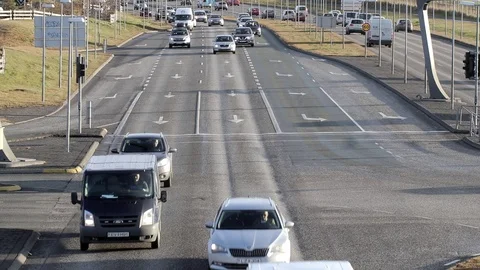 Traffic Moves Slowly Through Zero Visibility Stock Footage 117993555