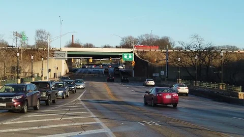 Traffic moving and standing still - Slow Motion Stock Footage 102583285