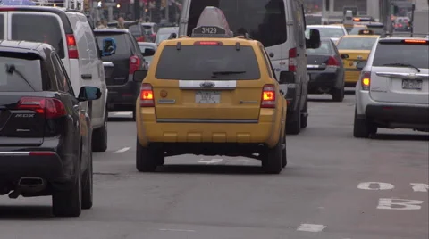 Traffic moving away from the camera on 2nd Avenue in Manhattan Stock Footage 51303558