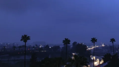 Traffic moving in blue evening - time lapse Stock Footage 87754708