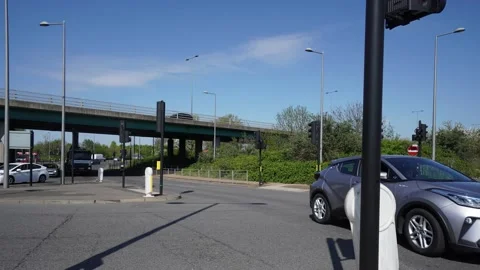 Traffic moving intersection signal point and bridge , Time laps Stock-Footage 186694132