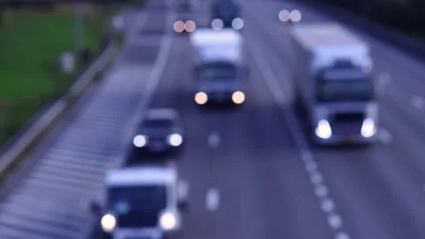 Traffic moving slowly lights moving  from the cars out of Focus , bokeh effect, Stock Footage 138715742
