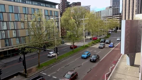 Traffic moving on Temple Way Stock Footage 272986017