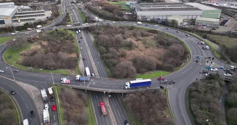 Traffic on multilane and multilevel highway intersection Stock-Footage 170907879