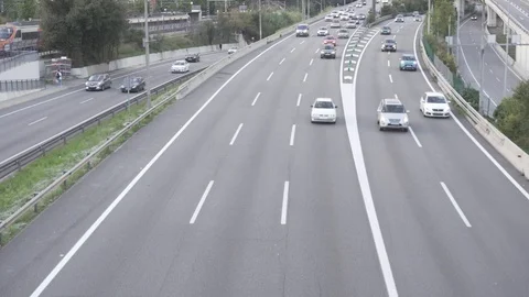 Traffic in multiple lane highway Stock Footage 97890409