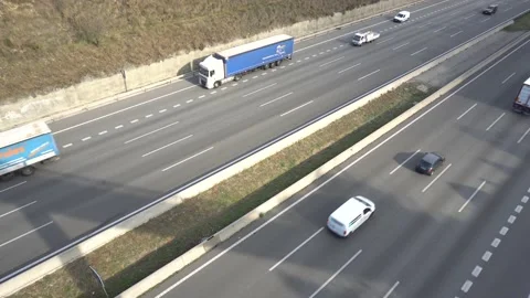 Traffic in multiple lane highway Stock Footage 142318252