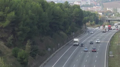 Traffic in multiple lane highway Stock Footage 142318298