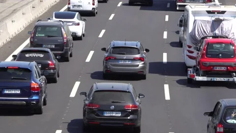 Traffic in multiple lane highway Stock Footage 238400890