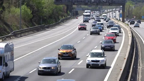 Traffic in multiple lane highway Stock Footage 238483786