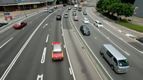 Traffic on multiple lane highway with motion blur Stock Footage 77939249