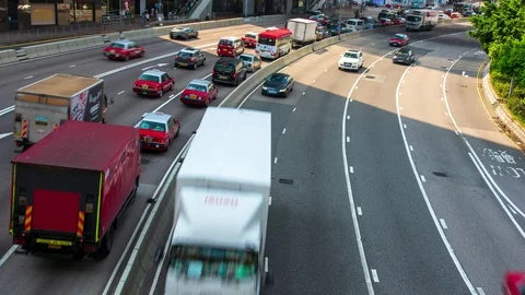 Traffic on multiple lane highway with motion blur - timelapse Stock Footage 96113796