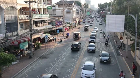 Traffic at the Naklua Road in Pattaya District Chonburi in Thailand  Asia Stock Footage 232702722