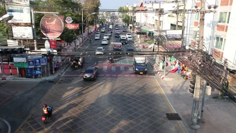 Traffic at the Naklua Road in Pattaya District Chonburi in Thailand Stock Footage 232702725