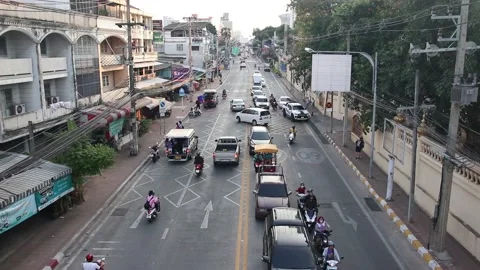 Traffic at the Naklua Road in Pattaya District Chonburi in Thailand Stock Footage 232702732
