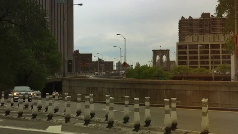Traffic near Center Street,City Hall Park,New York Stock Footage