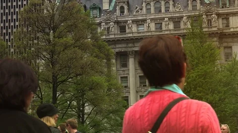 Traffic near Center Street,City Hall Park,New York Stock Footage