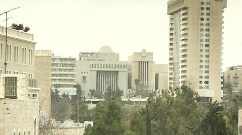 Traffic nex to Wall of Jerusalem 2 Stock Footage 49700764