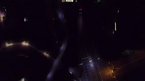 Traffic at night from above Stock Footage 98013228