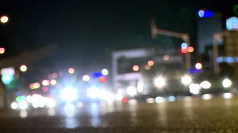 Traffic At Night - Change Focus Stock Footage 1996909
